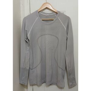 Lululemon women size 12 swiftly tech 2.0 longsleeve run shirt black white